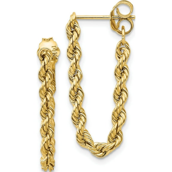 14K Yellow Gold Hollow Rope Earrings (28 X 8) Made In Indonesia th553
