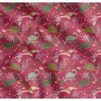 Soimoi Cotton Voile Fabric Leaves,Floral & Dinosaur Jungle Print Fabric by The Yard 42 Inch Wide