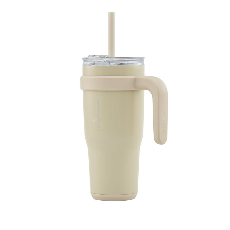 Reduce Vacuum Insulated Stainless Steel Cold1 Tumbler with Handle, Lid, and Straw, Champagne, 24 oz.
