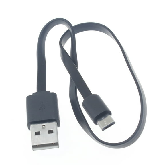 MicroUSB Short USB Cable for LG K8X, Tribute Monarch, Phoenix 5, Fortune 3, Aristo 5 - Charger Cord Power Wire Flat Fast Charge Sync Black G9G