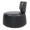 thumbnail image 5 of Swivel Barrel Chair, Armless Accent Chair with Removable Back & Stable Metal Base,360 Degrees Swivel Barrel Chair for Living Room Bedroom and Dorm, Black PU, 5 of 7