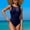 Navy, variant on Women's One Piece Swimsuits Modest Mesh High Neck Bathing Suits Vintage Padded Swimwear Slimming Swim Suits