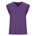 thumbnail image 4 of Lovskoo Summer Tops for Women 2024 Tank Tops V Neck Sleeveless Solid Color Sling Tops Blouse Purple, 4 of 7
