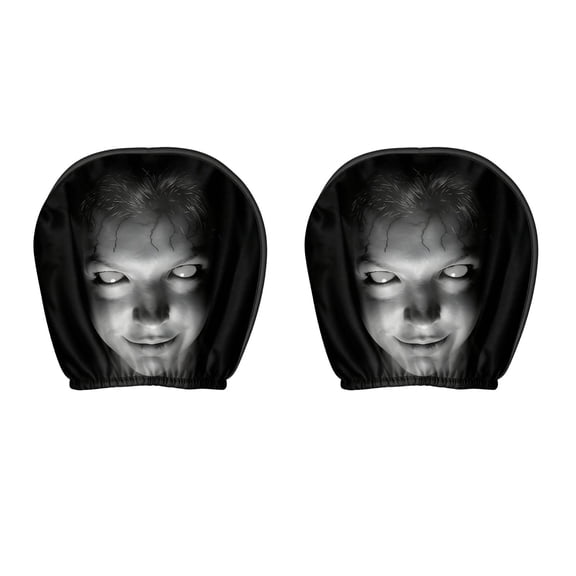 Universal Elastic Car Headrest Covers 2 Pack, Ghost Face Auto Seat Protector with Upgraded Snug Fit, Soft Breathable Polyester Spooky Halloween Vehicle Interior Decor Accessories for Cars