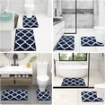 thumbnail image 6 of Buganda Microfiber Bathroom Rugs Set 2 Piece,U-Shaped Toilet Rug, Machine Wash Dry, Non-Slip Absorbent Shaggy Bath Mats for Tub, Shower and Bathroom (30"x20"+24"x20", Navy Blue), 6 of 6