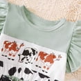 thumbnail image 5 of Kaprioy Girls Summer Outfits Toddler Western Baby Girl Summer Clothes Cattle Smocked Shirt Cow Print Ruffle Bloomer Shorts Cute Cowgirl Outfit, 5 of 9