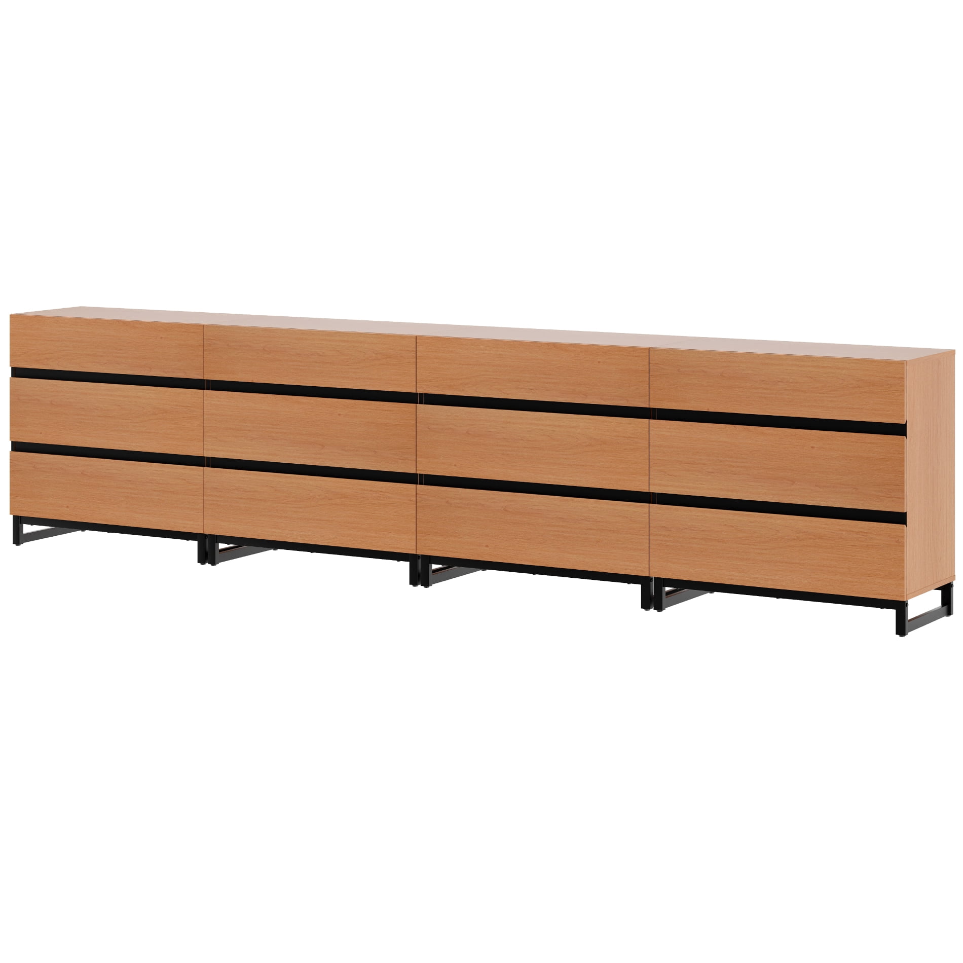 WAMPAT Modern Wood Dresser with 12 Drawers and Metal Base, Chest of Drawers & Closet Storage Organizer for Bedroom and Living Room, Mocha