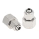 thumbnail image 1 of Conectores de aire de 1/4" hembra, accesorios de empuje únicos para conectar, conector rápido de línea de aire de cobre niquelado 1/8" BSPT, 2 piezas tono plateado, 1 of 1