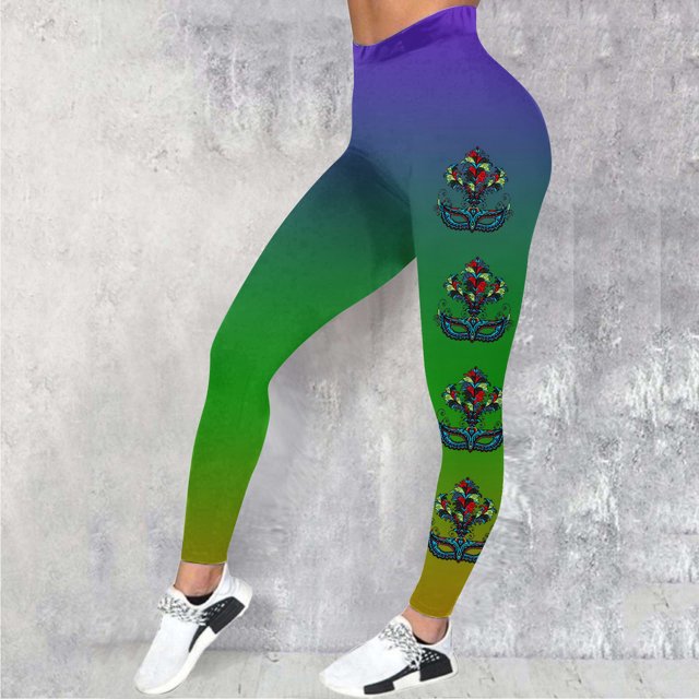 WILLBEST Pantalones de Yoga Con Estampado de Plumas de Carnaval Para Mujer, Leggings de Entrenamiento de Cintura Alta Para Correr, Gimnasio, Fitness, Comodidad y Elasticidad. Grande