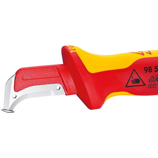 KNIPEX 98 55 SB Cuchillo pelacables Con guía de deslizamiento mango aislante en dos componentes, según norma VDE 180 mm