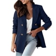 thumbnail image 2 of Zedker Women's Winter Hooded Blazer Jacket Plaid Double-Breasted Oversized Loose Fully-Lined Fall Work with Pockets, 2 of 9