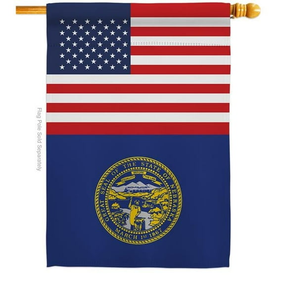28 x 40 in. USA Nebraska American State Vertical House Flag with Double-Sided Decorative Banner Garden Yard Gift