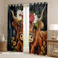 thumbnail image 2 of Manfei Animal Highland Cattle Curtains Pack of 2 (42x84 Each) for Female Men Women,Rustic Farmhouse Curtains Blackout,Chic Floral Flowers Bedroom Curtains,Super Cozy Room Decor, 2 of 6