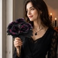 thumbnail image 4 of Artificial Black Roses for Halloween Decorations, Faux Flower Bouquet for Fall Home Decor, Spooky Floral Arrangements for Party Table Centerpiece, 4 of 6
