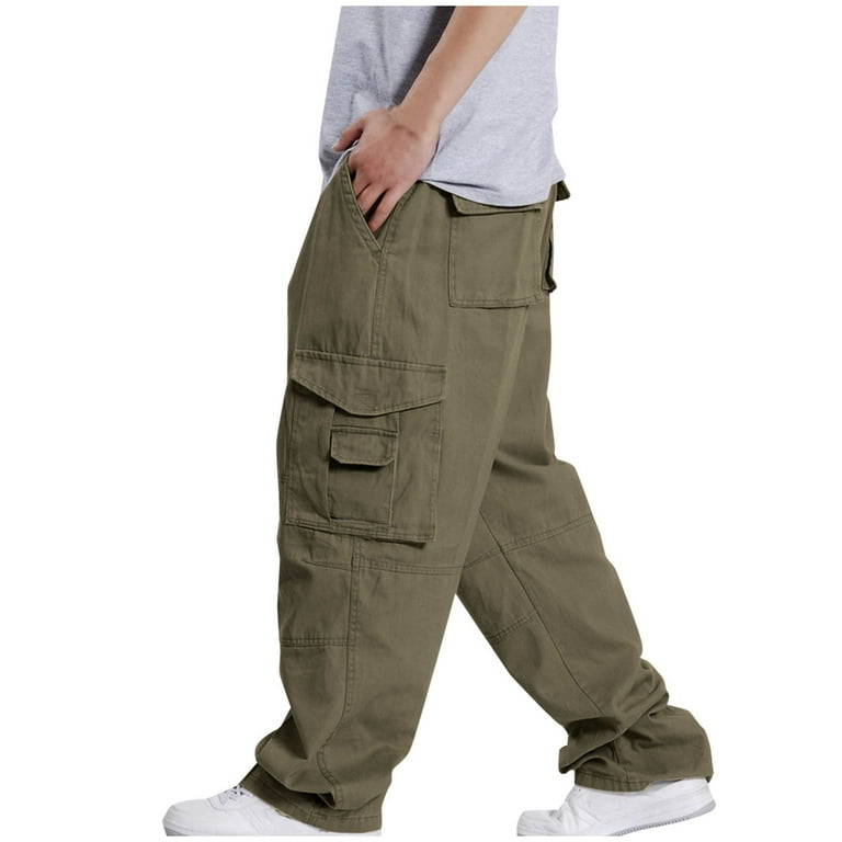 Men's Baggy Cargo Pants Casual Loose Fit Elastic Waist