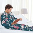 thumbnail image 4 of Mens Pajamas Set, Beautiful Lilies Flowers Button Down Long Sleeve Loungewear Sleepwear Pjs sets for Men, 4 of 5