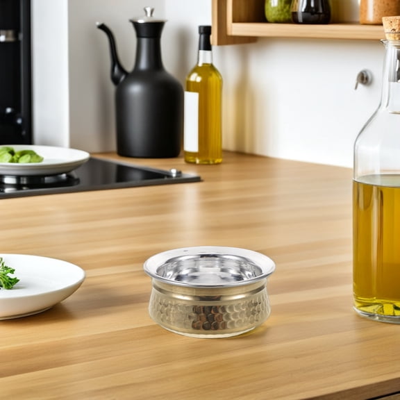 LOLIPPYY Traditional Indian Dinner Bowl Golden Pot for Stove Top Cooking and Serving Meals