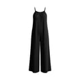 thumbnail image 6 of Linen Jumpsuit for Womens Loose Fitting Breathable Wide Leg Pants with Side Pockets Spaghetti Strap Overalls Black Women Rompers S, 6 of 8