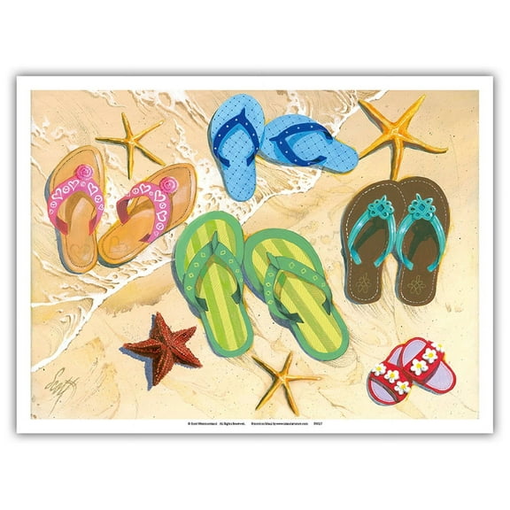 Flip Flop Family - From an Original Color Painting by Scott Westmoreland - Master Art Print (Unframed) 9in x 12in
