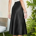 thumbnail image 5 of Womens Satin Skirts Casual Silk Midi Skirt High Waisted Long Skirts Zipper Elegant Work Skirts Boys Black Dress Shoes Dress With Pockets Plus Size, 5 of 6