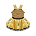 thumbnail image 4 of iEFiEL Girls Metallic Sequins Tutu Dress Dancewear Ballet Performance Skirted Leotard Gold 14, 4 of 7