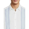 thumbnail image 5 of Cafe Luna Men's Short Sleeve Linen Cotton Panel Woven Shirt, 5 of 6