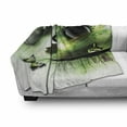 thumbnail image 2 of Abstract Soft Flannel Fleece Throw Blanket, Surreal Natural Artwork a Swan Floating in Eye and Flying Butterflies, Cozy Plush for Indoor and Outdoor Use, 70" x 90", Green Black White, by Ambesonne, 2 of 5