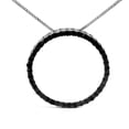 thumbnail image 2 of .925 Sterling Silver 1.0 Cttw Black Diamond Open Hoop Circle 18" Pendant Necklace (Black Color, I2-I3 Clarity), 2 of 6