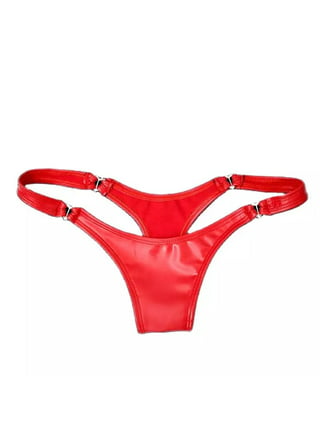 Men's Adjustable Pouch G-String thong - shown in Red Metallic Foil