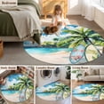 thumbnail image 5 of Summer Beach Round Area Rug 4 FT, Non Slip Indoor Outdoor Rug, Tropical Coastal Palm Tree Surfboard Washable Soft Circular Carpet Non-Shedding Floor Mat for Coffee Table Nursery Foyer Balcony, 5 of 8