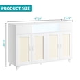 thumbnail image 4 of Modern Rattan Sideboard Buffet Cabinet with 4 Doors and 2 Drawers & LED Lights & Power Outlets,Storage Cabinet for Dining Room, Kitchen, Living Room,White, 4 of 7