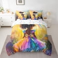 thumbnail image 2 of Manfei Kawaii Black Princess Twin Bedding Sets 7-Piece for Teen, Fashion Oil Printing Bedding Comforter Set, Dreamy Stars Rainbow Reversible Sheet Sets, Super Cozy Room Decor, 2 of 7