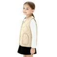 thumbnail image 4 of Efsteb Girls Winter Zipper Puffer Vest Fleece Lined Sleeveless Outerwear Quilted Vests Warm Padded Jacket with Pockets (Beige,3-4 Years), 4 of 8