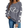 thumbnail image 2 of Avrnliq Womens Valentine's Day Gift Gray Hoodie for Her, Cute Matching Couple Sweatshirt with Heart Print, Soft Oversized Fleece Pullover,Size M, 2 of 4