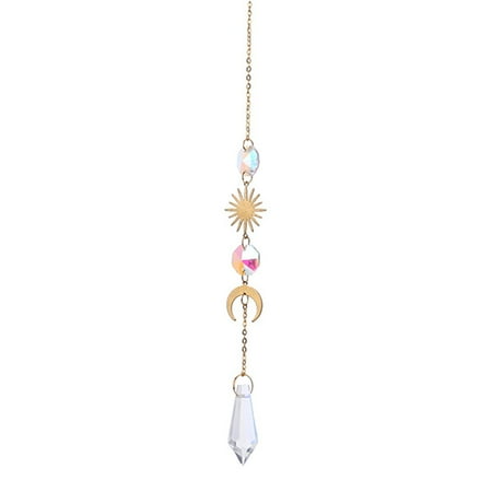 

FTjfrsbc Crystal Sun Moon Hanging Meatal Pendant Home Car Decor (B)
