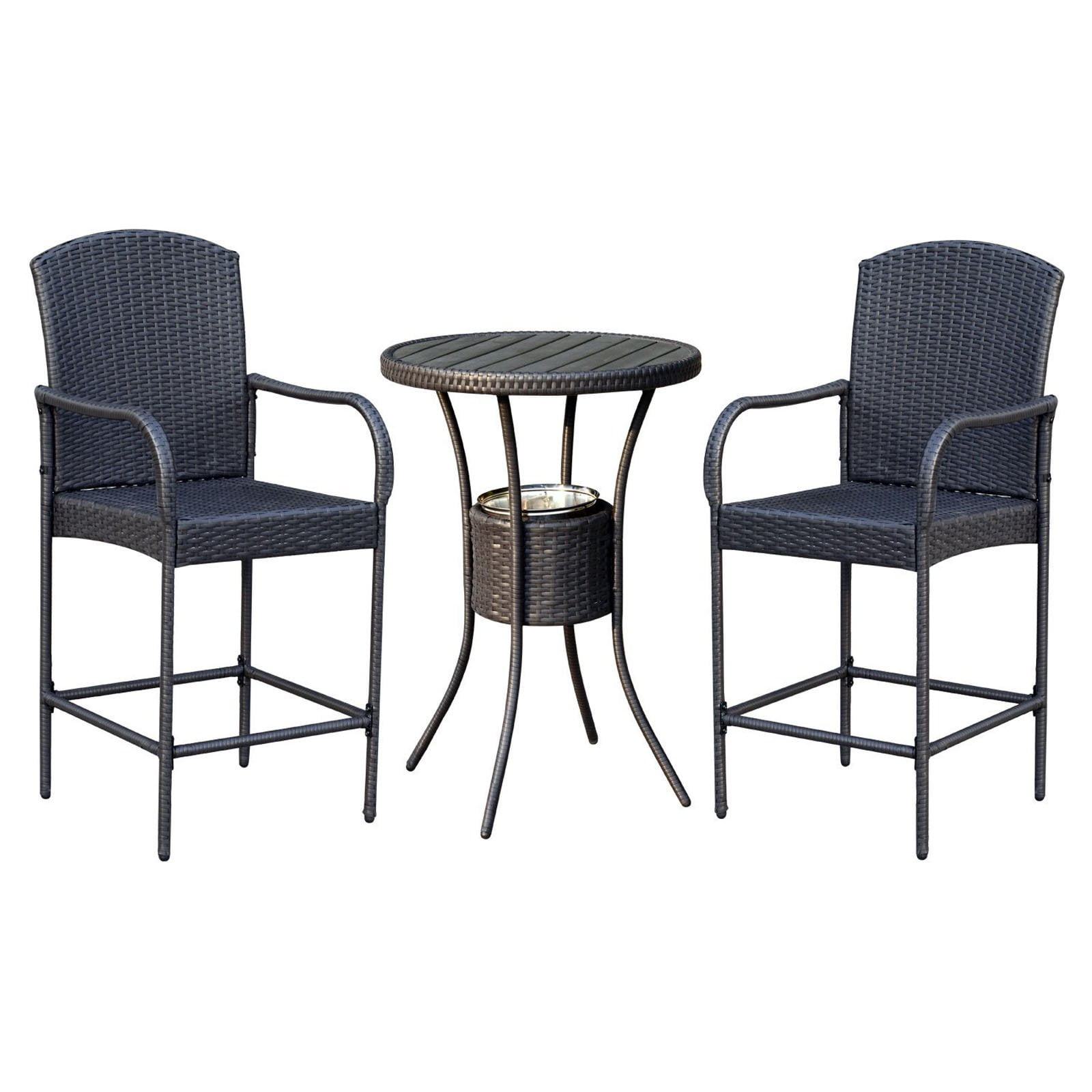 Outsunny Rattan Wicker 3 Piece Patio Bar Height Bistro Set With Ice Outsunny Rattan Wicker 3 Piece Patio Bar Height Bistro Set With Ice Bucket Com