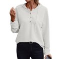 thumbnail image 2 of Womens Tops Women's Fashion Long Sleeve Solid Colour Hooded Sweatshirt Jacket Casual Drop Shoulder Long T-Shirt Top, 2 of 6