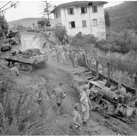 - LAMINATED POSTER The British Army in Italy 1944 A turretless Stuart reconnaissance tank towing a bulldozer which got Poster Print 24 x 36
