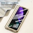 thumbnail image 3 of Allytech for Samsung Galaxy Z Fold 2 5G Case with S Pen Holder, Hard PC + Soft TPU Clear Crystal Transparent Shockproof Plating Cover Case with Tempered Film & Pen for Galaxy Z Fold 2 7.6", Gold, 3 of 6