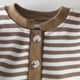 thumbnail image 6 of LOCHEX Newborn Baby Girl Boy Stripe Romper Unisex Gender Neutral Infant Button Jumpsuit Long Sleeve Bodysuit Clothes,Brown,6-9M, 6 of 8