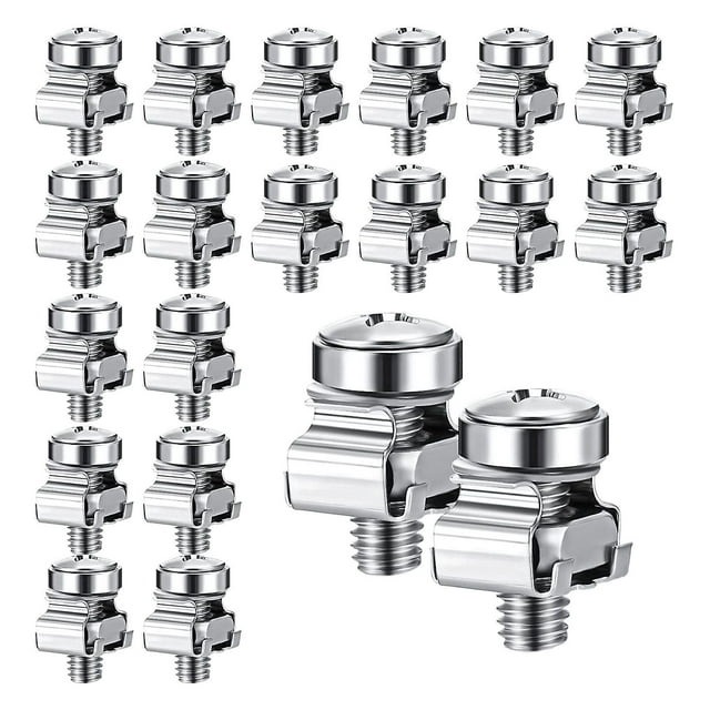 50 Ensembles de Vis de Rack M6 Ensemble de Vis 20mm et Écrous de Cage Vis de Montage de Rack et Écrous d'Insertion Carrés Serveur