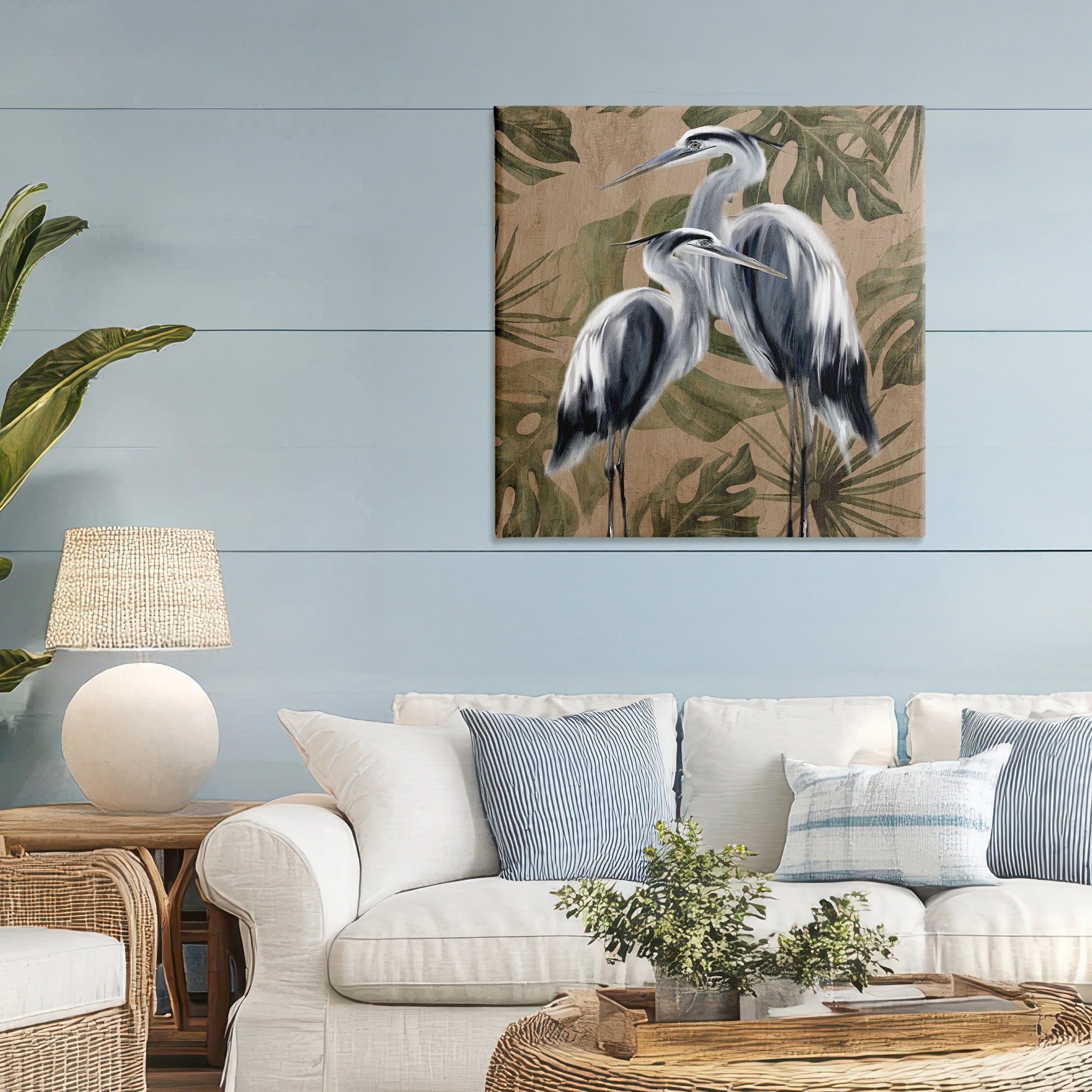 Stupell Industries Two Herons over Tropical Leaves Canvas Wall Art, design by Kim Allen