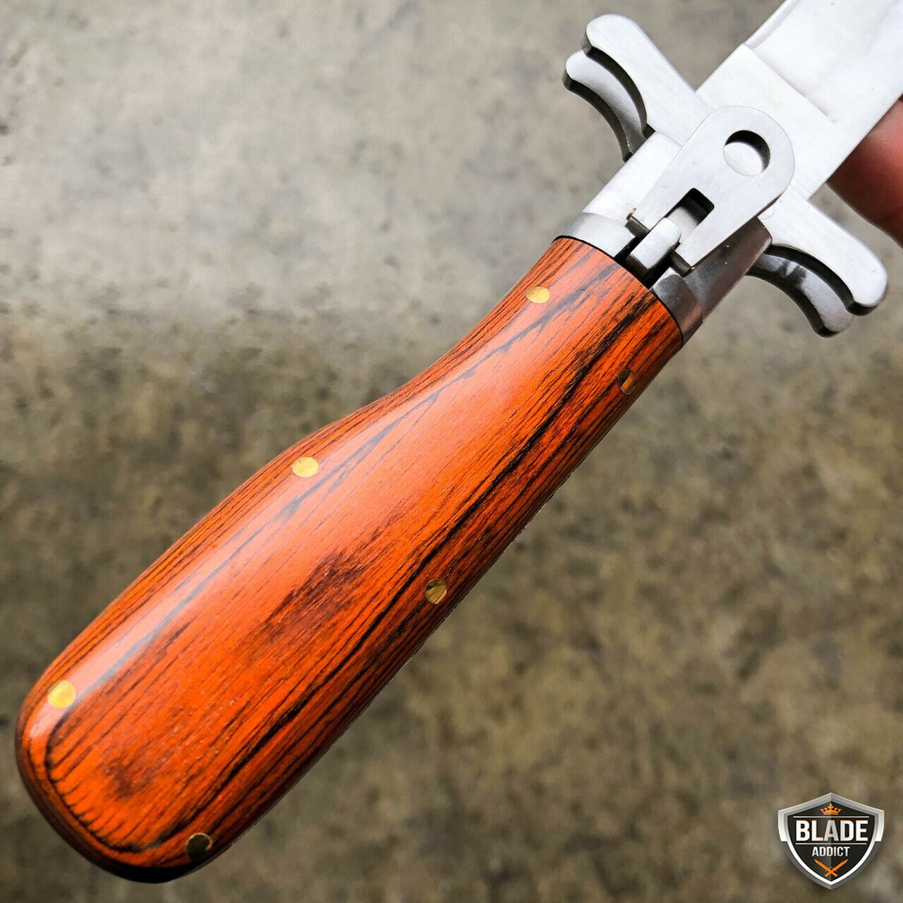 12" Hunting FOLDING Fixed Blade Camping Knife Bowie w/ Leather Sheath