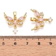 thumbnail image 3 of 10pc Brass Micro Pave Cubic Zirconia Pendants Butterfly Charms Real 18K Gold Plated 19x20x4mm Hole: 5x2.5mm, 3 of 3