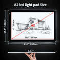 A2 Light Pad Drawing Board, 7mm Ultra-Thin LED Light Box with Dimming ...
