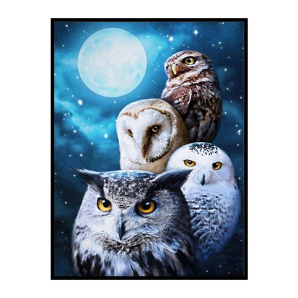 11CT Tres búhos Animal Juego completo de bordado Impresión de punto de cruz Costura DIY Likrtyny Oficina Multiescena Multifunción