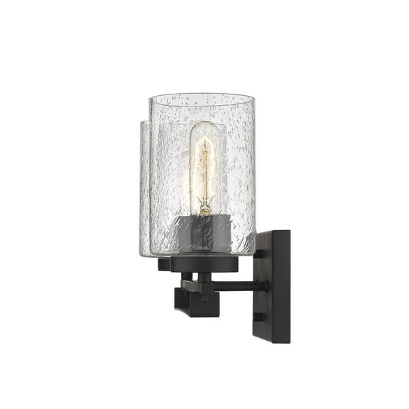 HomeRoots Bronze Metal and Textured Glass Two Light Wall Sconce