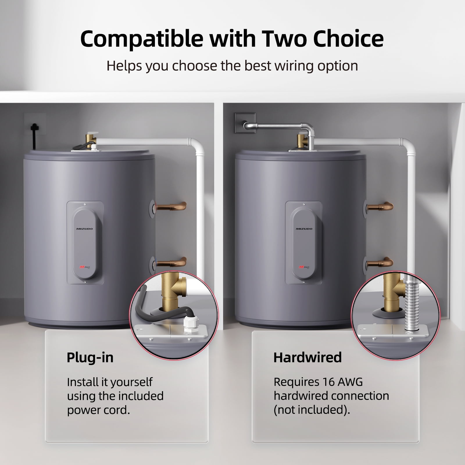 Mizudo 18 Gallon Electric Short Tank Water Heater with T and P Valve, 1500Watts, 120-Volt, Water Connection 3/4 in Npt