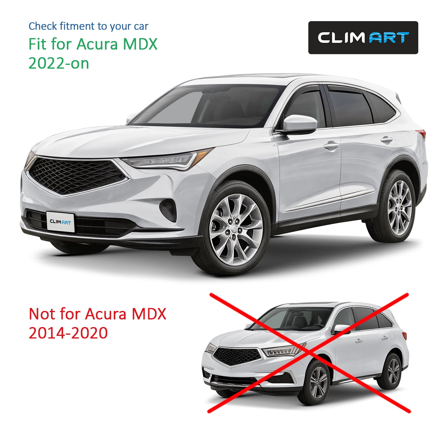CLIM ART in-Channel Incredibly Durable Rain Guards for Acura MDX 2022-2026, Original Window Deflectors, Vent Window Visors, Vent Deflector, 4 pcs. - 622516