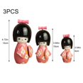 thumbnail image 2 of Jiibva 3Pc Pink Kimono Wooden Dolls Decorative Figurine Traditional Asian Geisha Statue for Home Wedding, 2 of 7